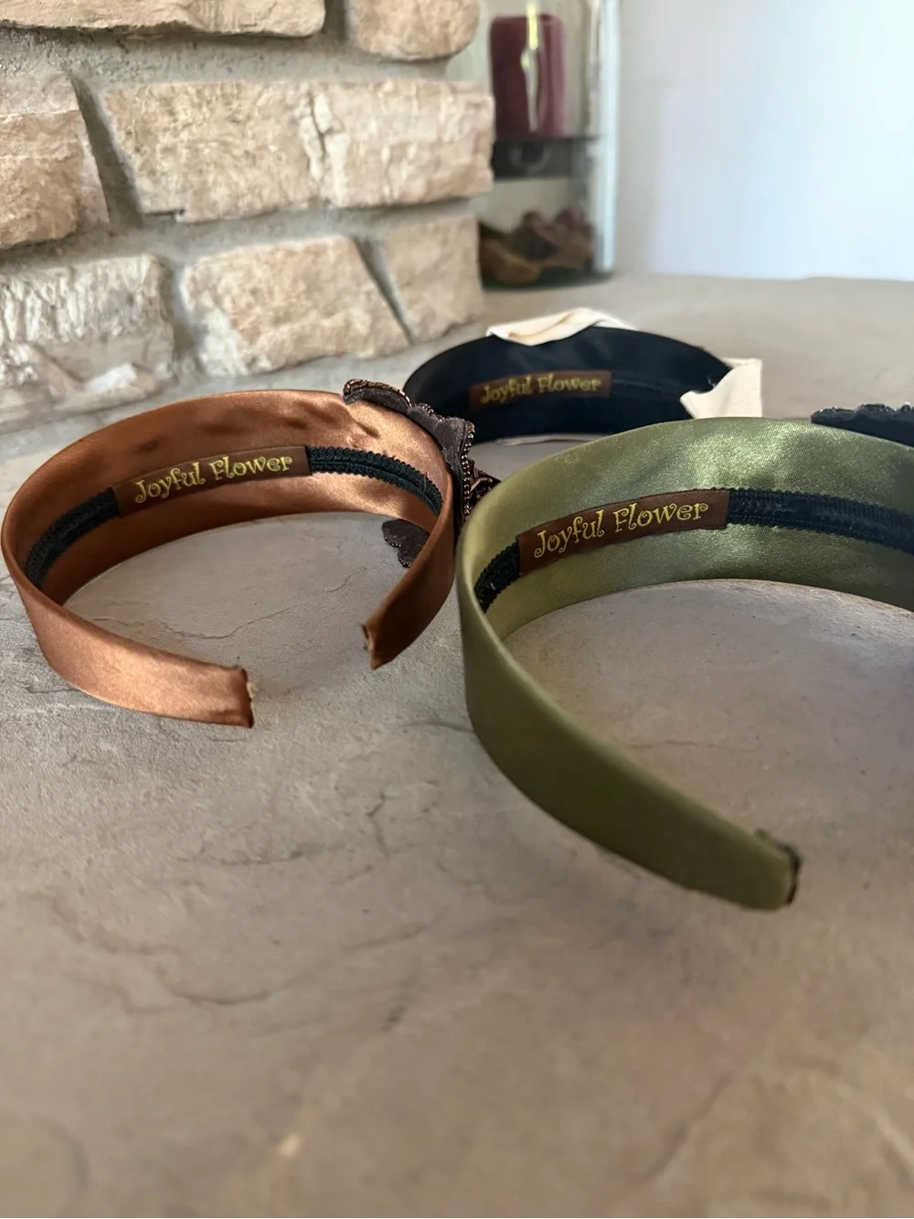 Decorative Accent Headbands - Brown/gold, green, black/ivory